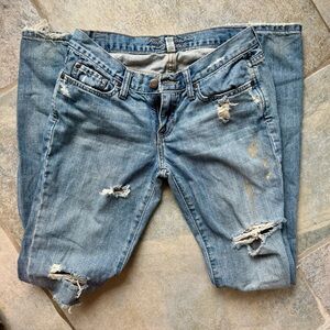 Abercrombie & Fitch Y2K 2000s Blue Distressed Vintage Boyfriend Jeans Mid Wash 2